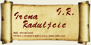 Irena Raduljčić vizit kartica